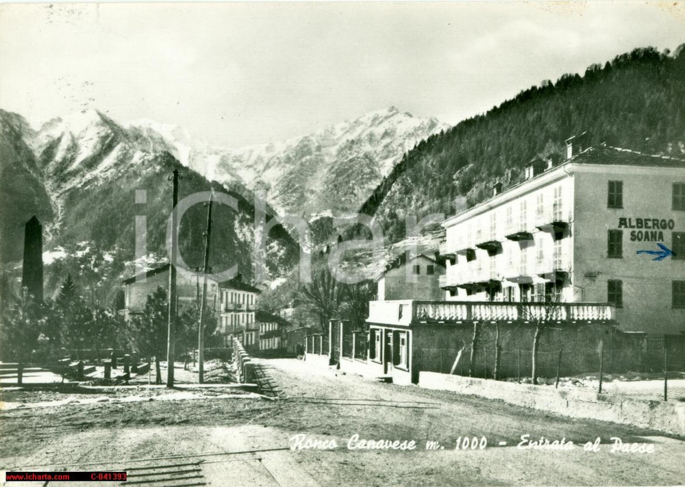 Cartolina originale da collezione 1950 circa RONCO CANAVESE CN Viale di ingresso SOANA 1