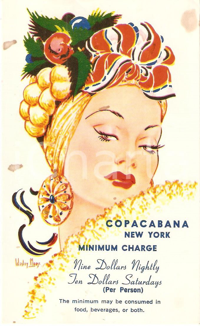 Cartolina originale da collezione 1965 ca NEW YORK Night club COPACABANA Illustrated by Wesley MORSE *Postcard 1
