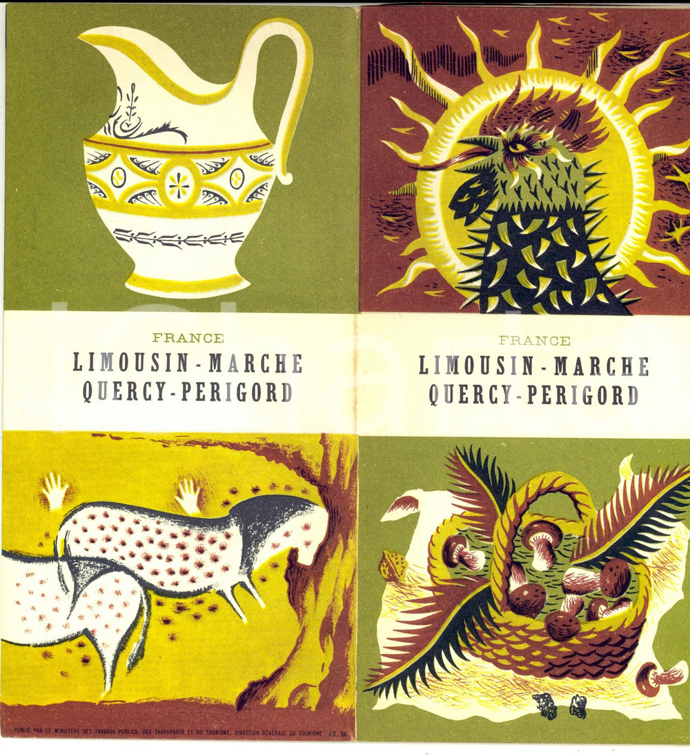 1954 FRANCE LIMOUSIN - MARCHE - QUERCY - PERIGORD - Pieghevole VINTAGE  Pieghevole turistico d'epoca, illustrato, con libretto allegato.  CONDIZIONI: GPAGINE: 20 facciate + 26 pagine    originale e autentica 1