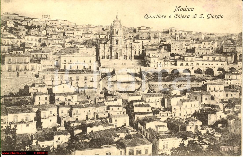 Cartolina originale da collezione 1920 Modica - Ragusa *Quartiere S. Giorgio *FP NV 1