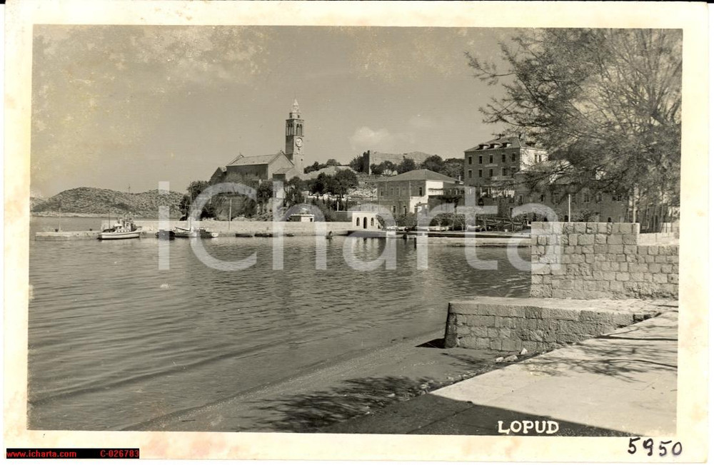 Cartolina originale da collezione 1930 circa LOPUD (CROAZIA) Panoramica del Porto FP NV 1