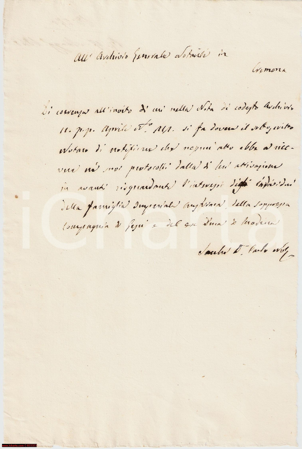 Manoscritto, lettera originale 1830 CREMONA Circolari importanti su COMPAGNIA DI GESU' 1