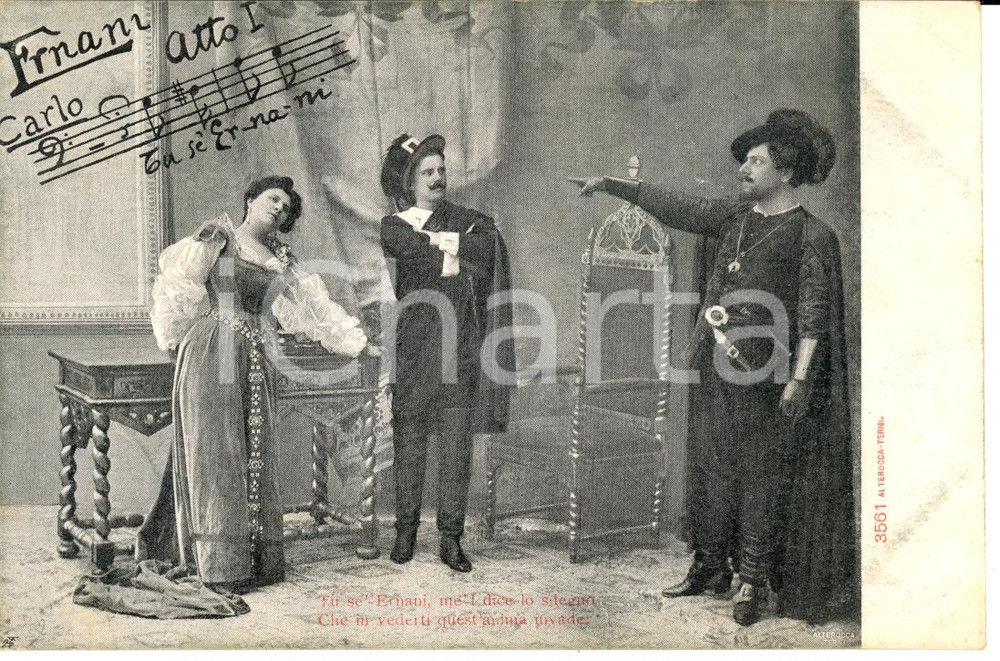 Cartolina originale da collezione 1900 ca ERNANI Atto I Tu se' Ernani! *Cartolina FP NV 1