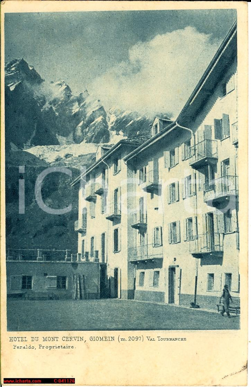 Cartolina originale da collezione 1904 VALTOURNANCHE (AO) Hotel di Mont Cervin GIOMEIN VG 1