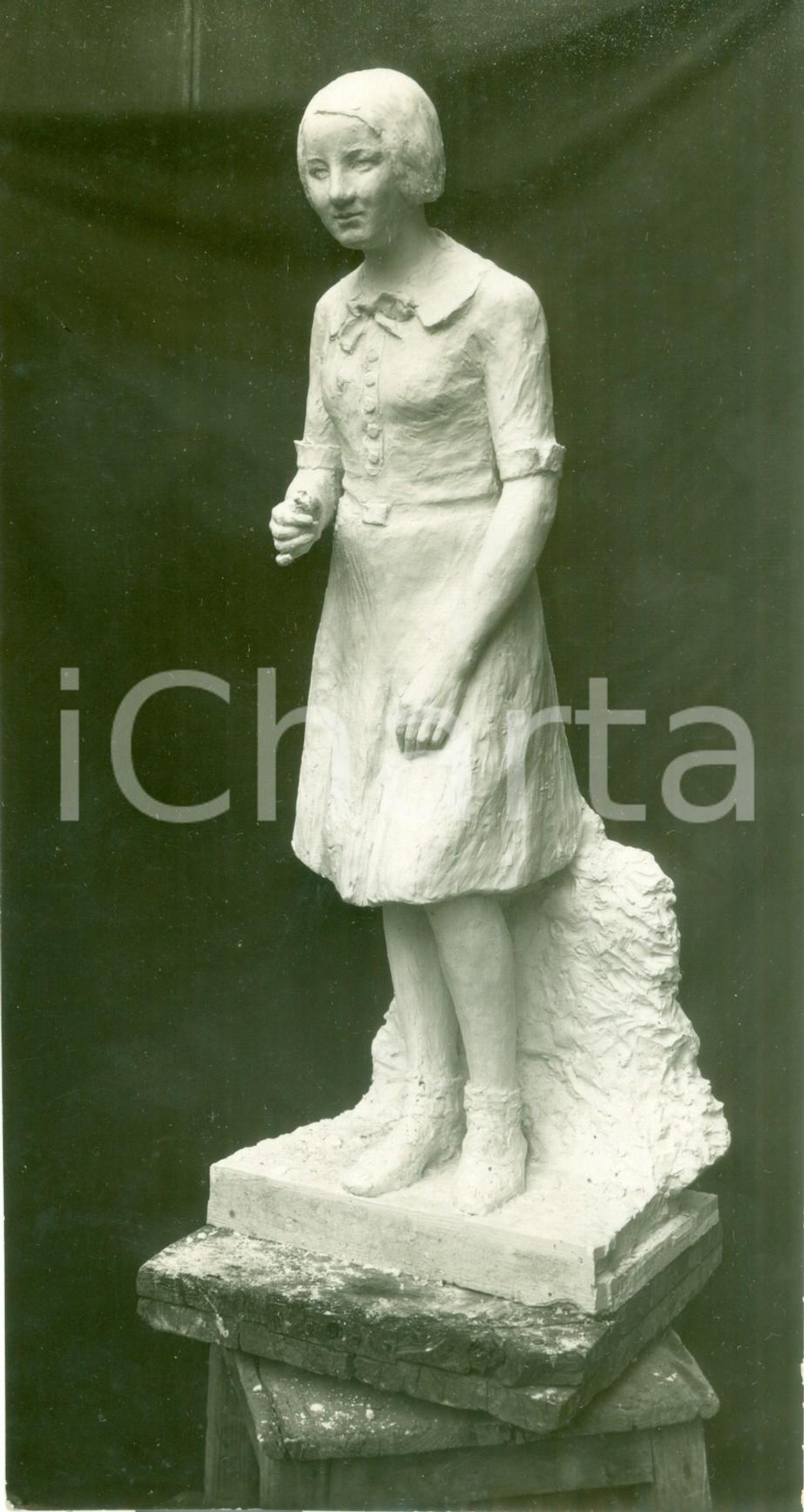 Fotografia d epoca originale 1935 MILANO Scultura di Luigi PANZERI per la Tomba NAVA al Cimitero Monumentale 1