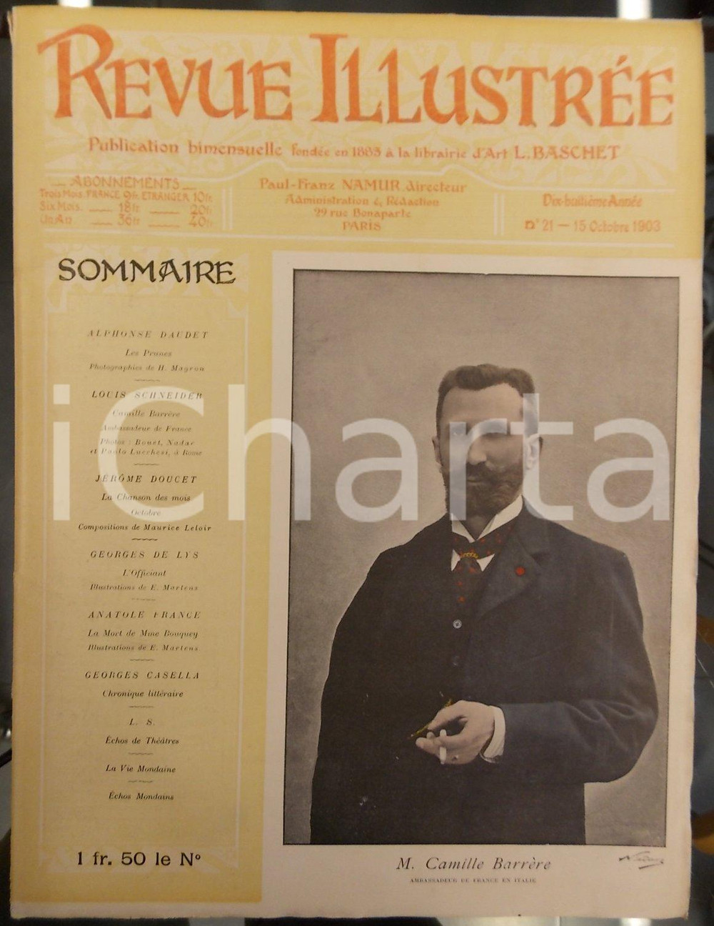 Giornale, rivista storica 1903 REVUE ILLUSTREE Camille BARRERE ambassadeur en Italie Année XVIII n°21 1