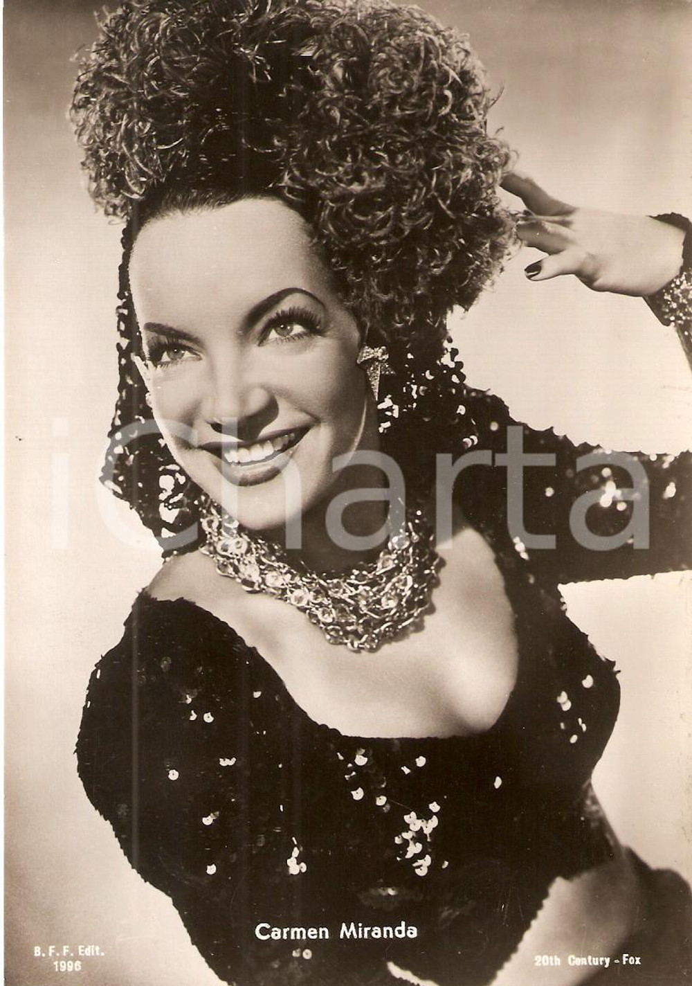 Cartolina originale da collezione 1950 ca CINEMA Actress Carmen MIRANDA Portrait *Cartolina FG NV 1