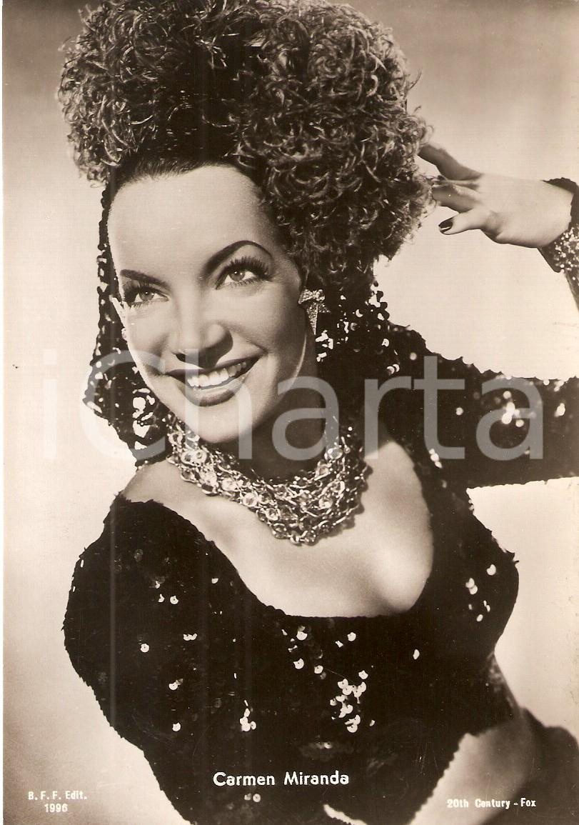 Cartolina originale da collezione 1950 ca CINEMA Actress Carmen MIRANDA Portrait Cartolina FG NV 1