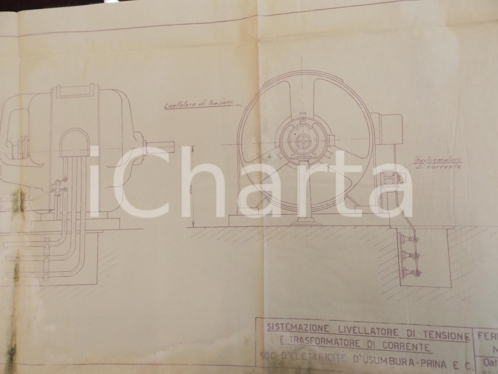 Stampa, bozzetto originale 1940 USUMBURA (BURUNDI) Ditta FERRUZZI & C. Centrale  - Livellatore di tensione 1