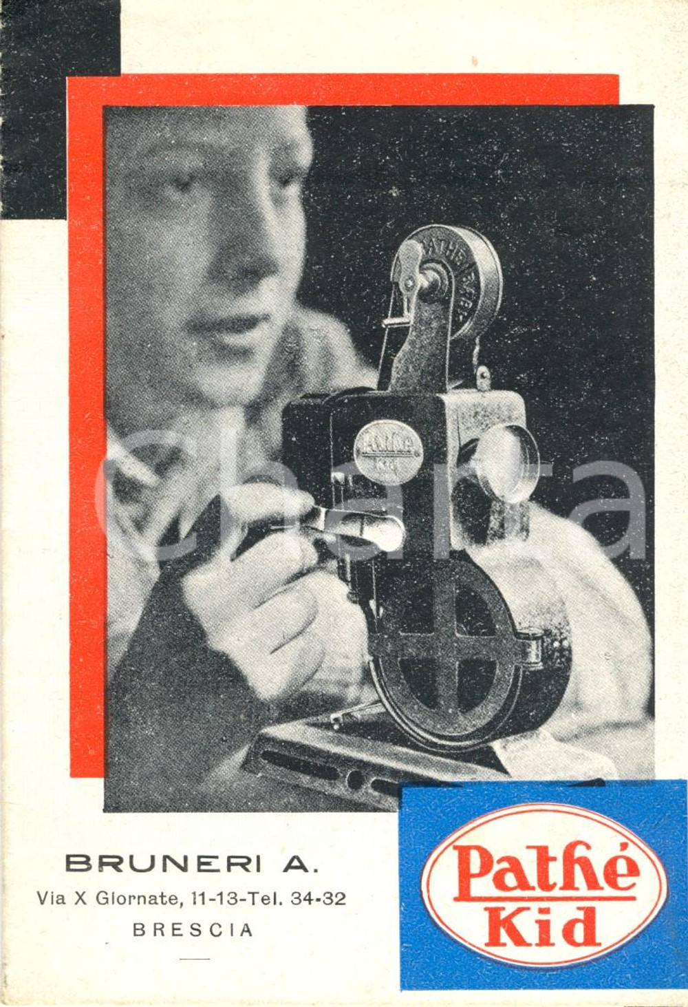 Materiale pubblicitario d’epoca 1930 ca MILANO Opuscolo Proiettore PATHE' KID Ditta BRUNERI *Illustrato 1