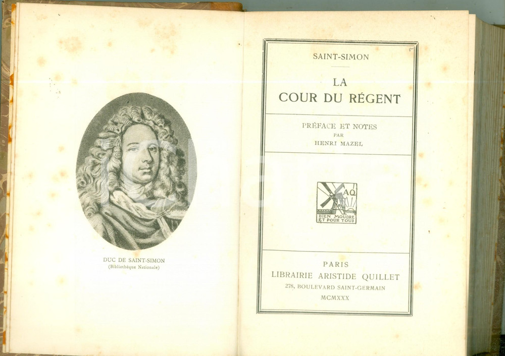 Libro, pubblicazione d epoca 1930 Henri DE SAINTSIMON La cour du RÃ©gent Classiques QUILLET 1