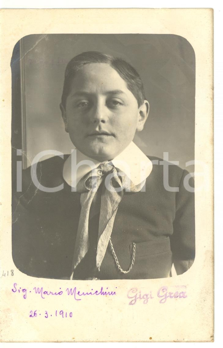 1910 ROMA Ritratto di Mario MENICHINI bambino *Fotocartolina VINTAGE