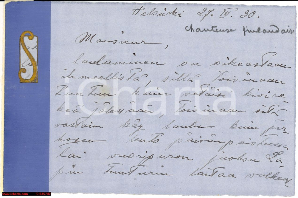 Autografo originale 1930 HELSINKI FL Oili SUKANIEMI singer Autograph 1