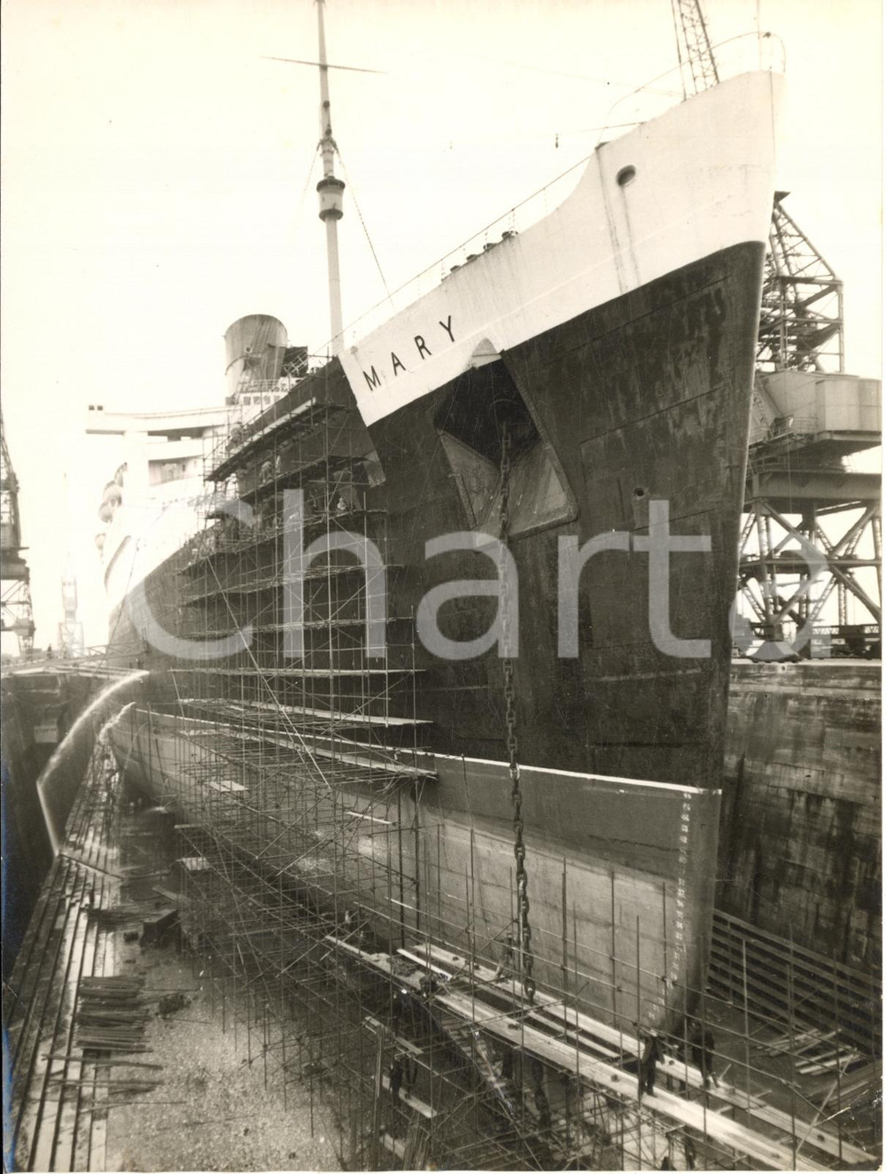 1957 SOUTHAMPTON Cunard Liner QUEEN MARY during her annual overhaul *Photo 15x20