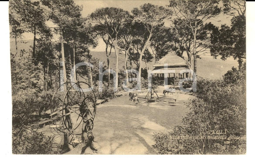 Cartolina originale da collezione 1915 ca GENOVA PEGLI Villa PALLAVICINI  Giostra e altalena Cartolina FP NV 1