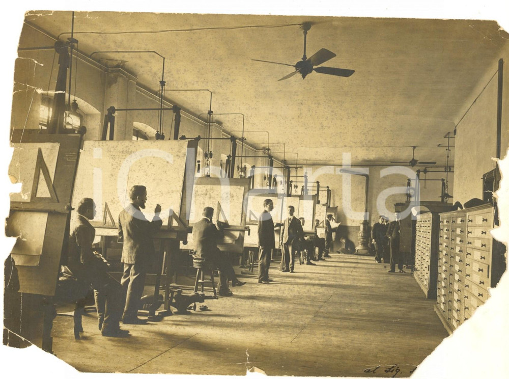 Fotografia d epoca originale 1910 ca VENETO ? Un istituto di architettura al lavoro Foto 21x16 DANNEGGIATA 1