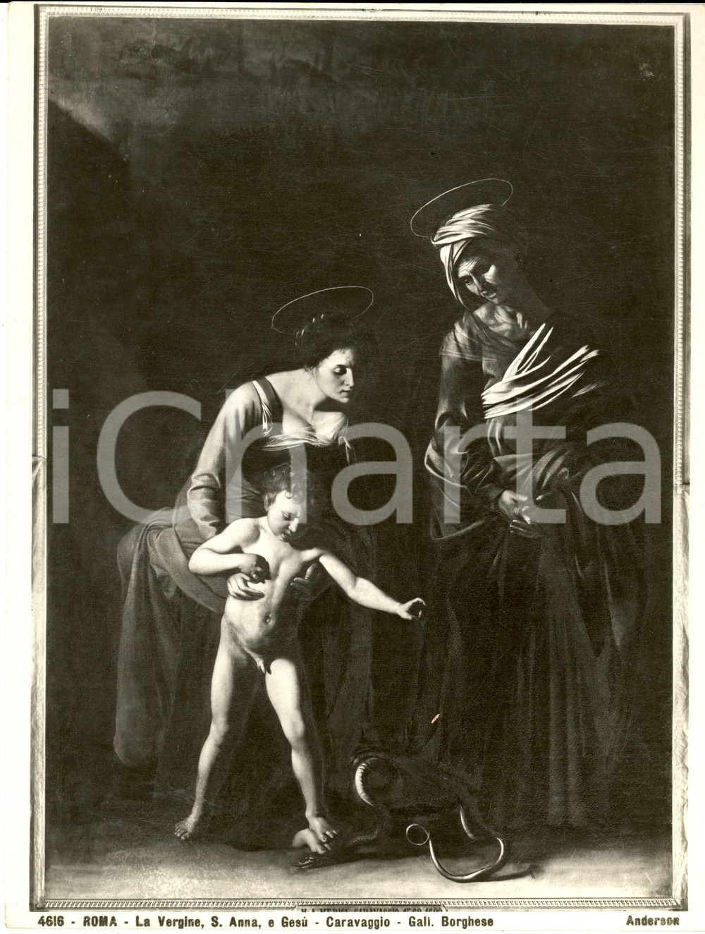 Fotografia d epoca originale 1930 ROMA Galleria BORGHESE CARAVAGGIO La Vergine, S. Anna e Gesù Foto ANDERSON 1
