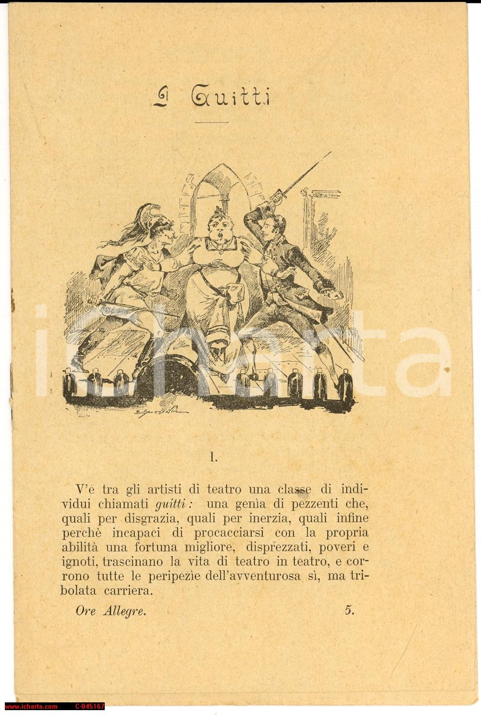 Giornale, rivista storica 1893 Giuseppe PETRAI I guitti ORE ALLEGRE Ed. PERINO Opuscolo 1
