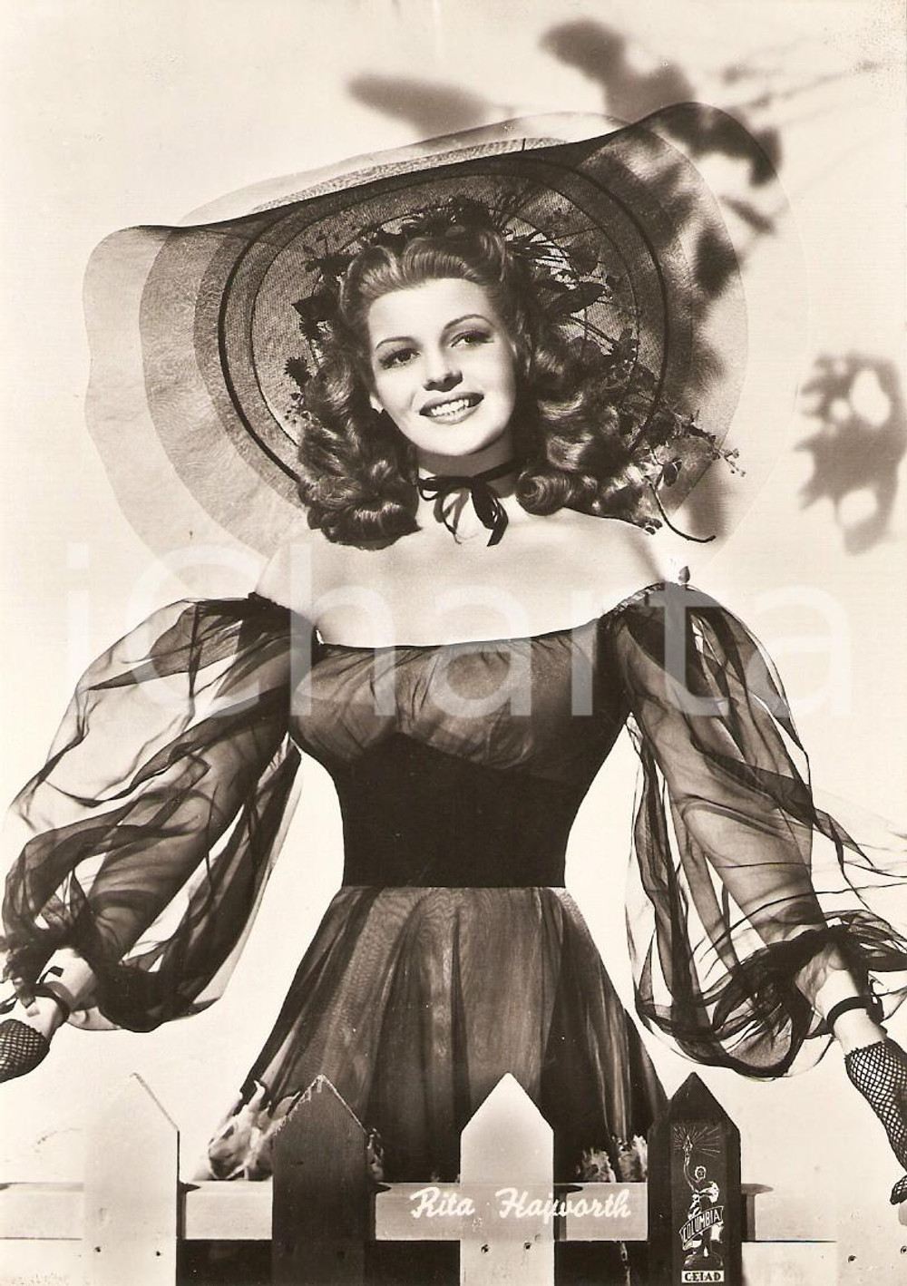 Cartolina originale da collezione 1950 ca CINEMA Actress Rita HAYWORTH Portrait with hat *Cartolina FG NV 1