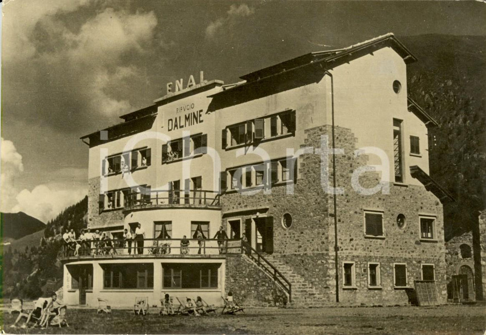 Cartolina originale da collezione 1949 FOPPOLO (BG) Veduta dell'Albergo Rifugio DALMINE - ENAL *Animata FG VG 1
