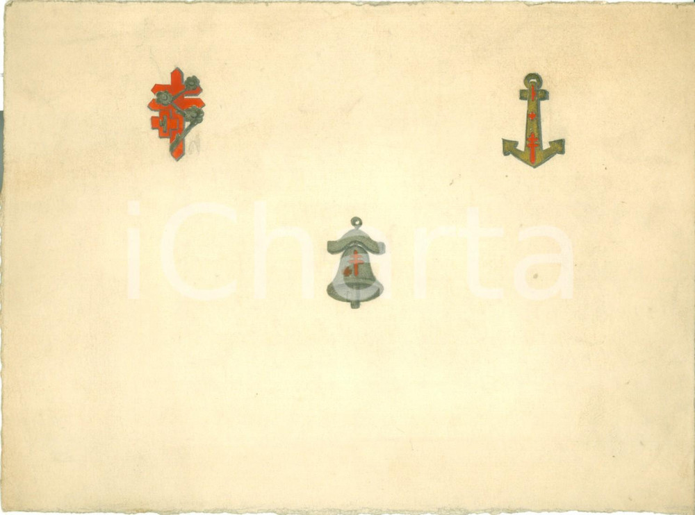 Stampa, bozzetto originale 1935 ca MILANO Campagna antitubercolare Bozzetto DISEGNATO A MANO per distintivi 1