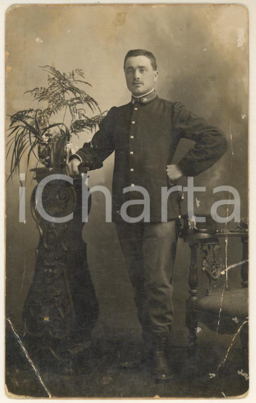 Fotografia d epoca originale 1915 ca WW1 BOLOGNA Militare 35Â° Reggimento Fanteria PISTOIA Foto DAL MISTRO 1