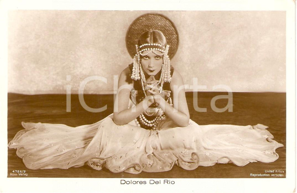 Cartolina originale da collezione 1935 ca CINEMA Actress Dolores DEL RIO Portrait with oriental dress *Cartolina 1