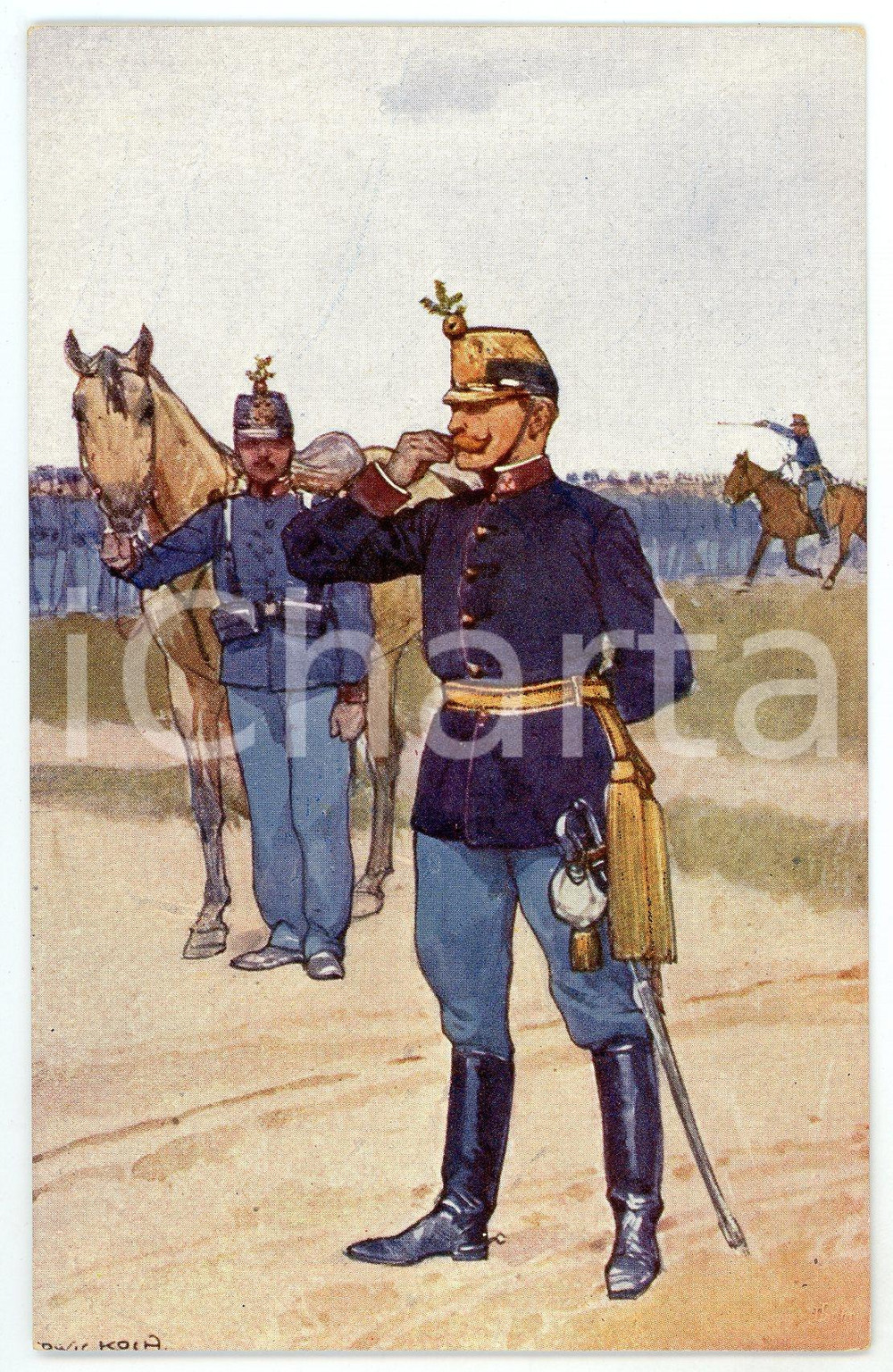 1900 ca Artist Ludwig KOCH - Austro-Hungarian Army - Infantry (3) - Postcard  Cartolina postale d'epoca, non viaggiata.CONDIZIONI: GFORMATO: FP    originale e autentica 1