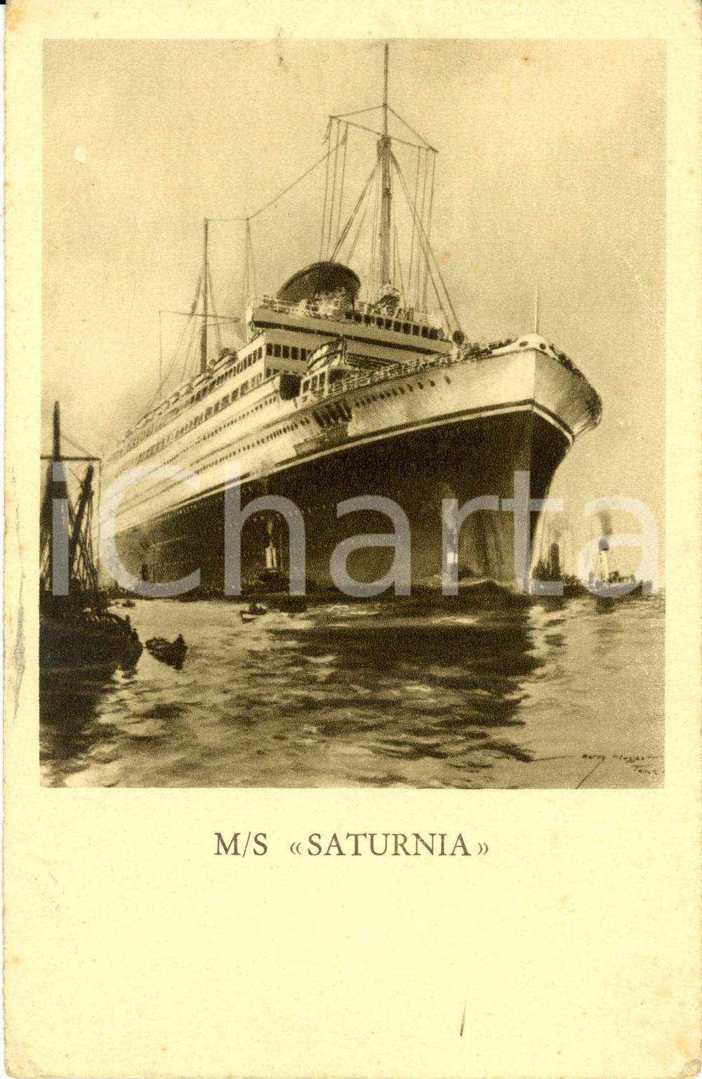 Cartolina originale da collezione 1930 ca TRIESTE Cosulich Line Transatlantico SATURNIA Cartolina FP NV 1