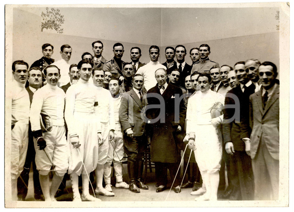 Fotografia d'epoca originale 1930 ROMA Augusto TURATI al torneo di scherma Milizia 1