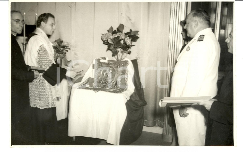 Fotografia d epoca originale 1944 HOME LINES Benedizione per la M.V. ITALIA Comandante Ugo CHINCA  Foto 1