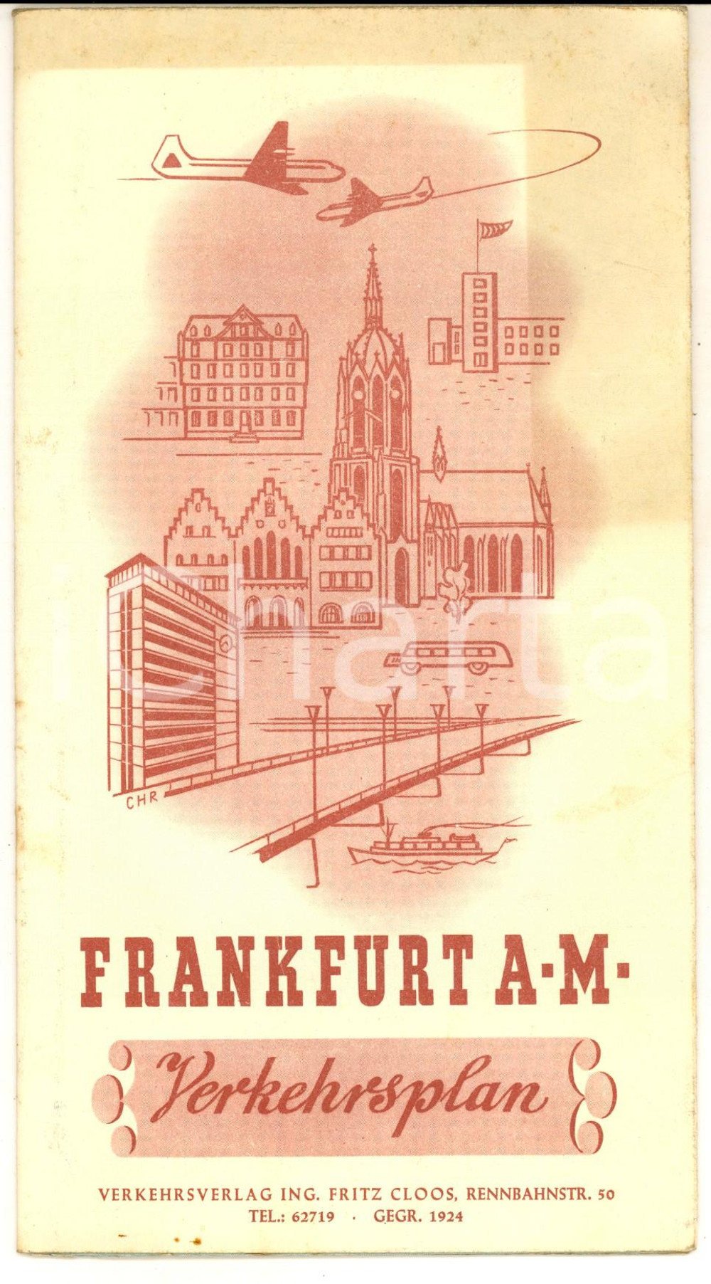 1955 ca FRANKFURT AM MEIN - Verkehrsplan - Pieghevole con mappa