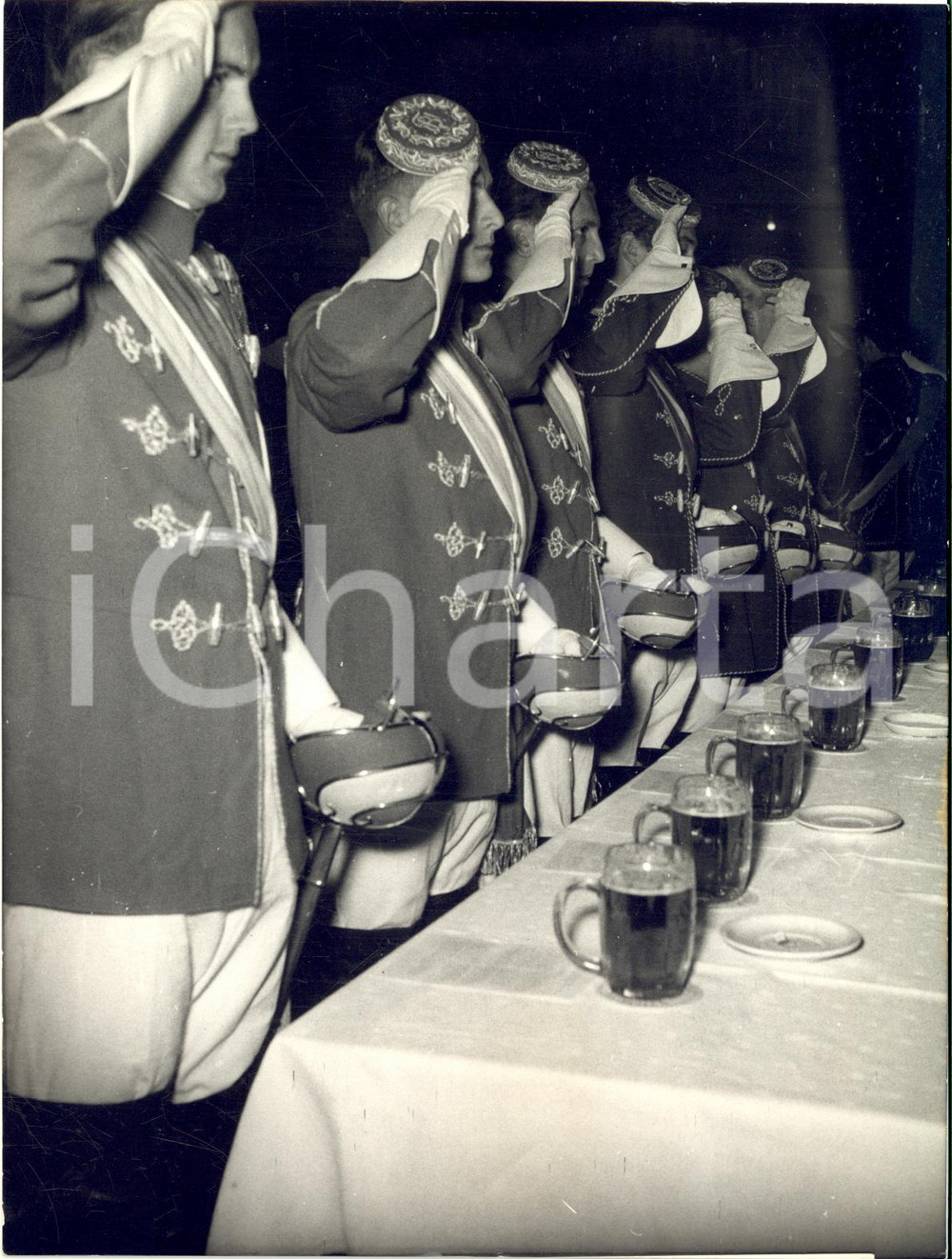 1954 MUNICH Löwenbräukeller  - Officers of students in demonstration for Germany