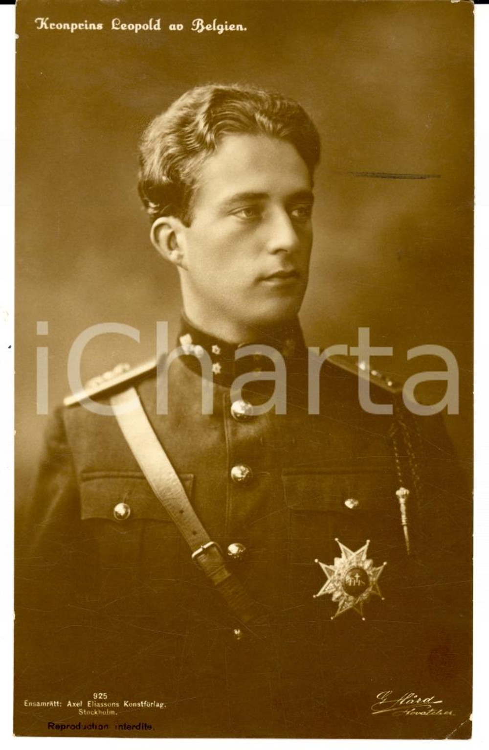 Cartolina originale da collezione 1926 ANVERSA (B) Ritratto LEOPOLDO III del BELGIO *Cartolina FP VG 1