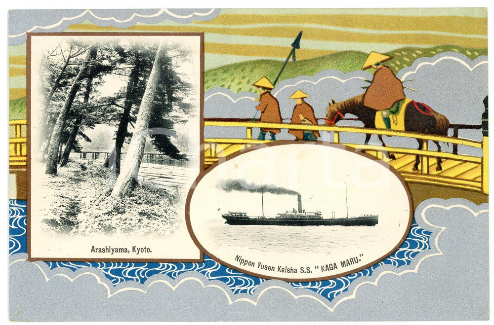 1920 ca JAPAN Nippon Yusen Kaisha - S.S. KAGA MARU - Arashiyama KYOTO *Postcard  Cartolina postale d'epoca, illustrata.Non viaggiata.CONDIZIONI: GFORMATO: FP    originale e autentica 1