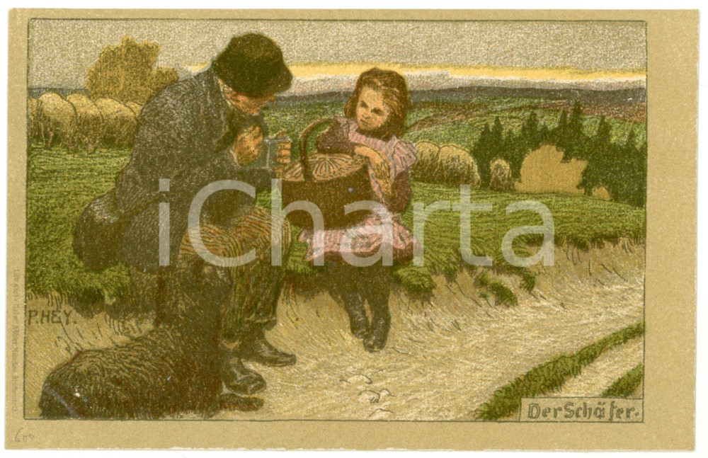 1900 ca DEUTSCHLAND "Der schäfer" by Paul HEY - Postkarte FP NV  Cartolina postale d'epoca, non viaggiata.CONDIZIONI: FAIRFORMATO: FP    originale e autentica 1