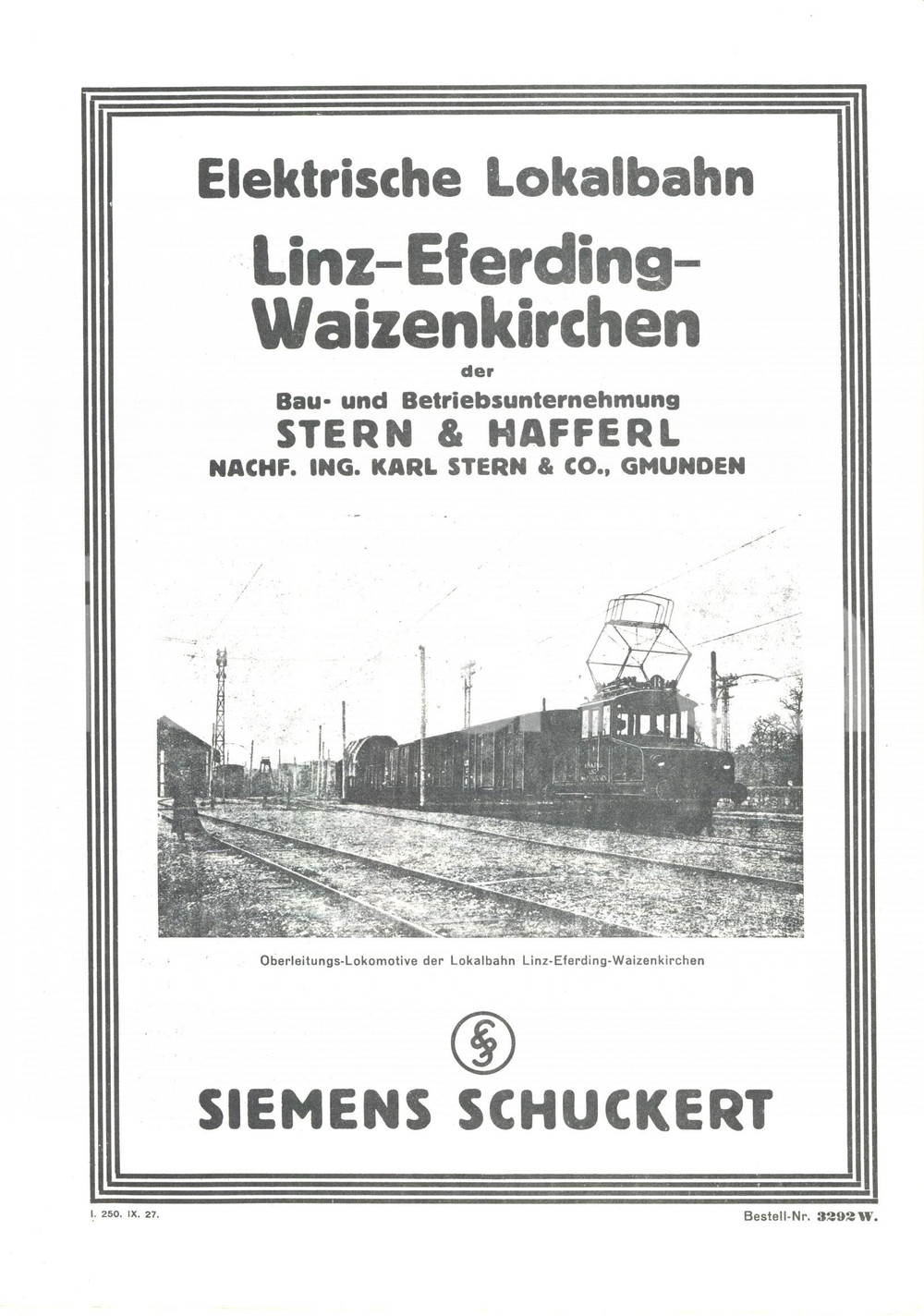 Materiale pubblicitario d’epoca 1965 ca SIEMENS-SCHUCKERT Ferrovia elettrica LINZ - EFERDING - WAIZENKIRCHEN 1