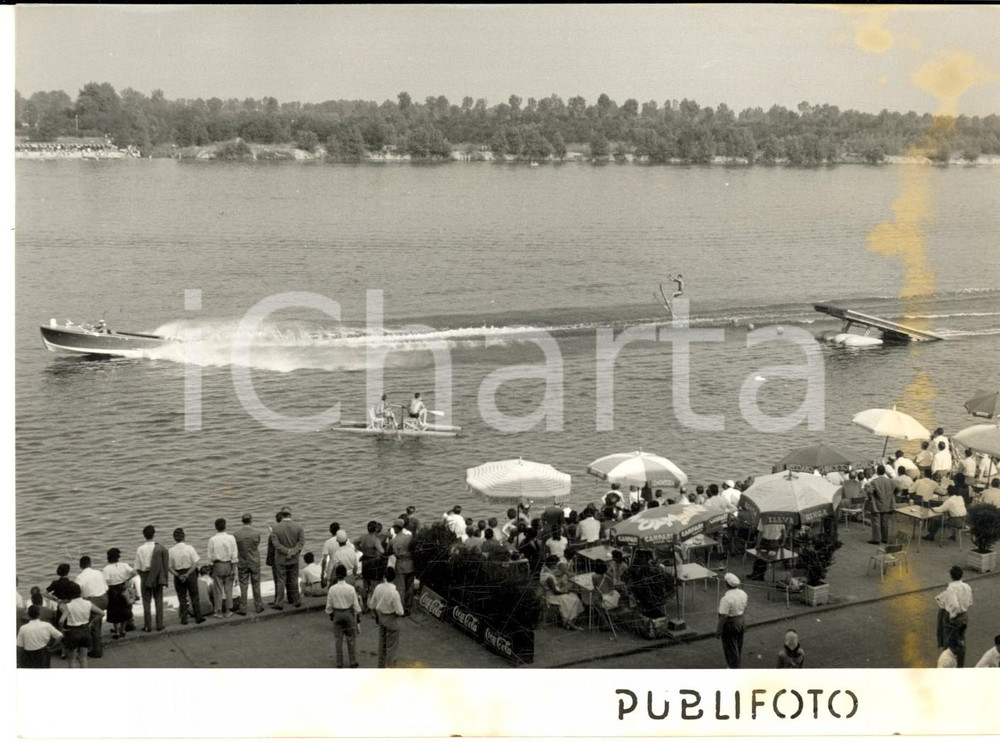 1954 MILANO Campionati Europei SCI NAUTICO - Marc FLACHARD in gara *DANNEGGIATA