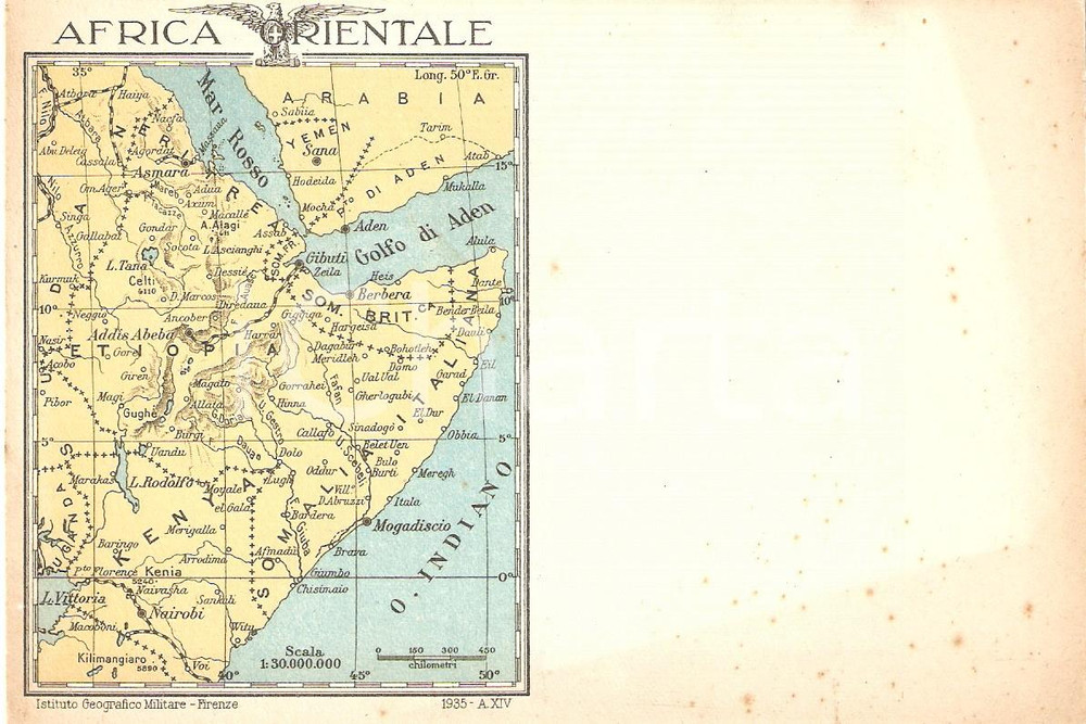 Cartolina originale da collezione 1935 ca AFRICA ORIENTALE Cartolina per le forze armate FG NV 1