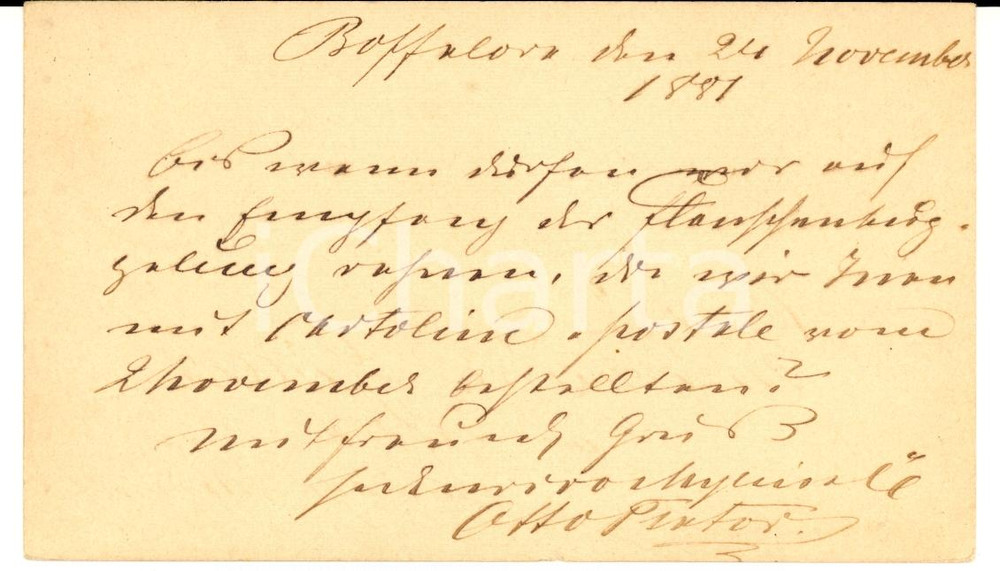 Documento originale, autentico 1881 BOFFALORA MI Otto PINTOR a Melchiorre GULLER Verbania INTRA Cartolina 1