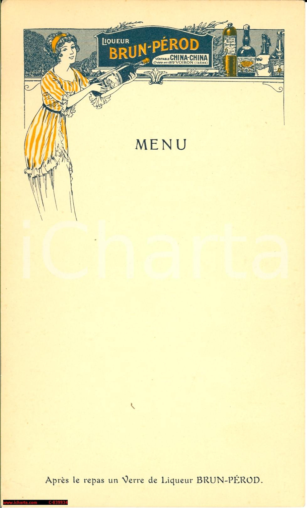 Oggetto da collezione cartaceo 1910 ? Liqueur BRUNPEROD vintage menu 1