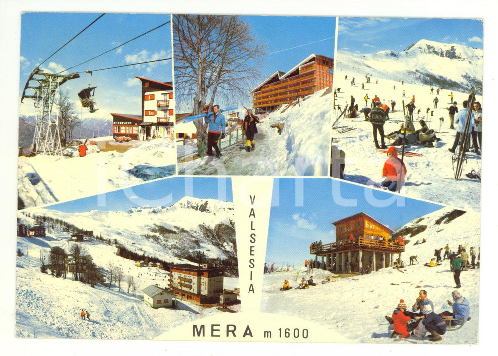 Cartolina originale da collezione 1970 SCOPELLO (VC) VALSESIA Alpe di MERA Vedutine ANIMATE *Cartolina FG VG 1