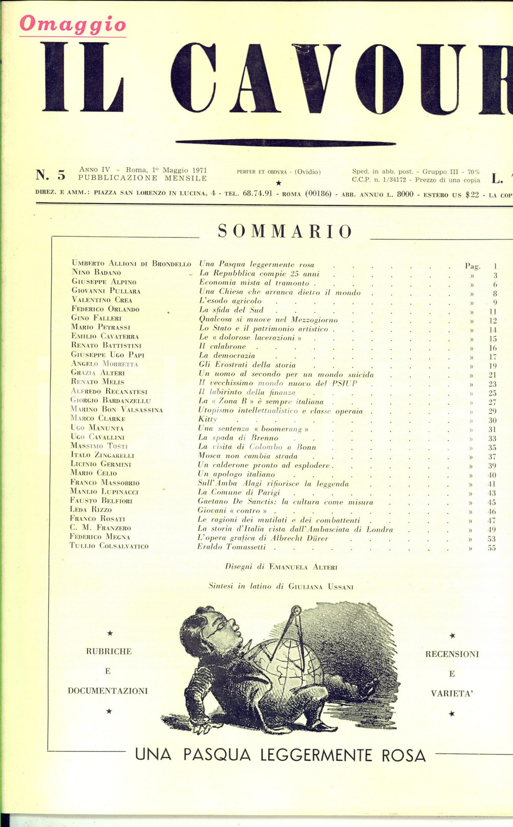 Giornale, rivista storica 1971 IL CAVOUR La zona B Ã¨ sempre italiana Rivista  Anno IV nÂ°5 1