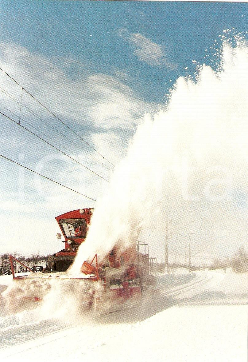 Cartolina originale da collezione 1981 STORLIEN SWEDEN SJ Spazzaneve pulisce binari con lame BEILHACK Cartolina 1