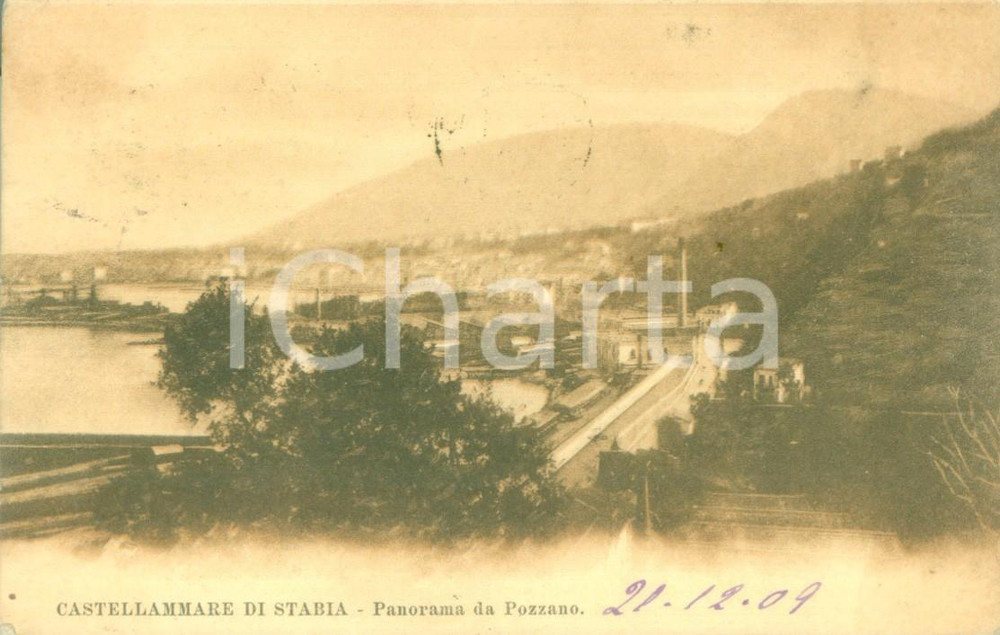 Cartolina originale da collezione 1909 CASTELLAMMARE DI STABIA NA Panorama da POZZANO Cartolina FP VG 1