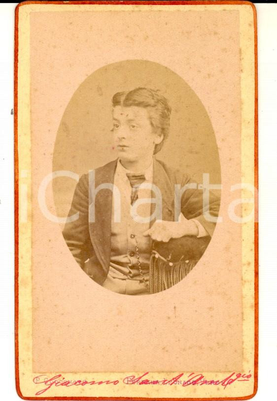 Fotografia d epoca originale 1870 ca VERONA Ritratto di Giacomo SANT AMBROGIO Foto CODOGNATO CDV 1