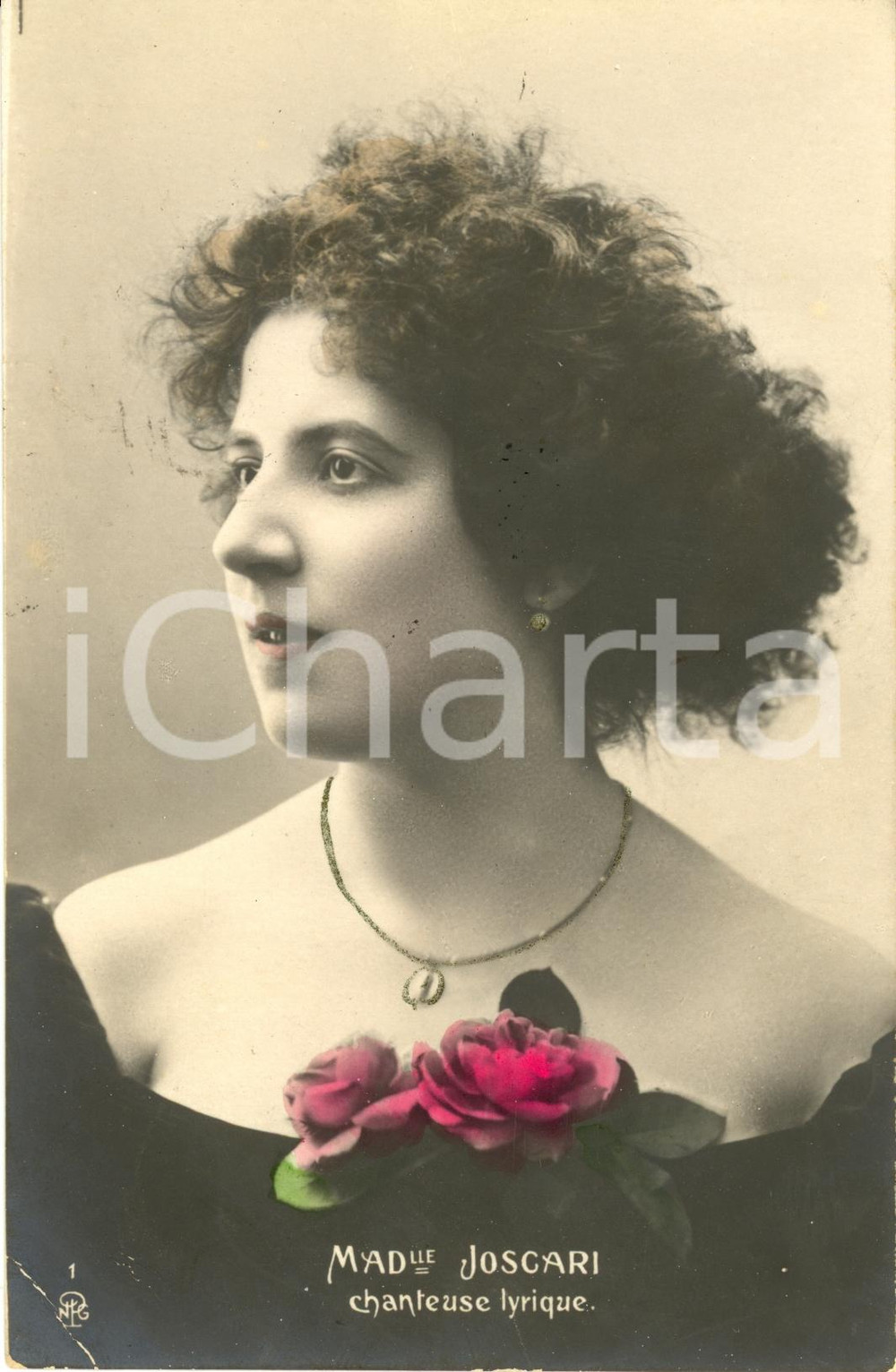 Cartolina originale da collezione 1900 ca Fotografia di mademoiselle JOSCARI cantante lirica Cartolina FP VG 1