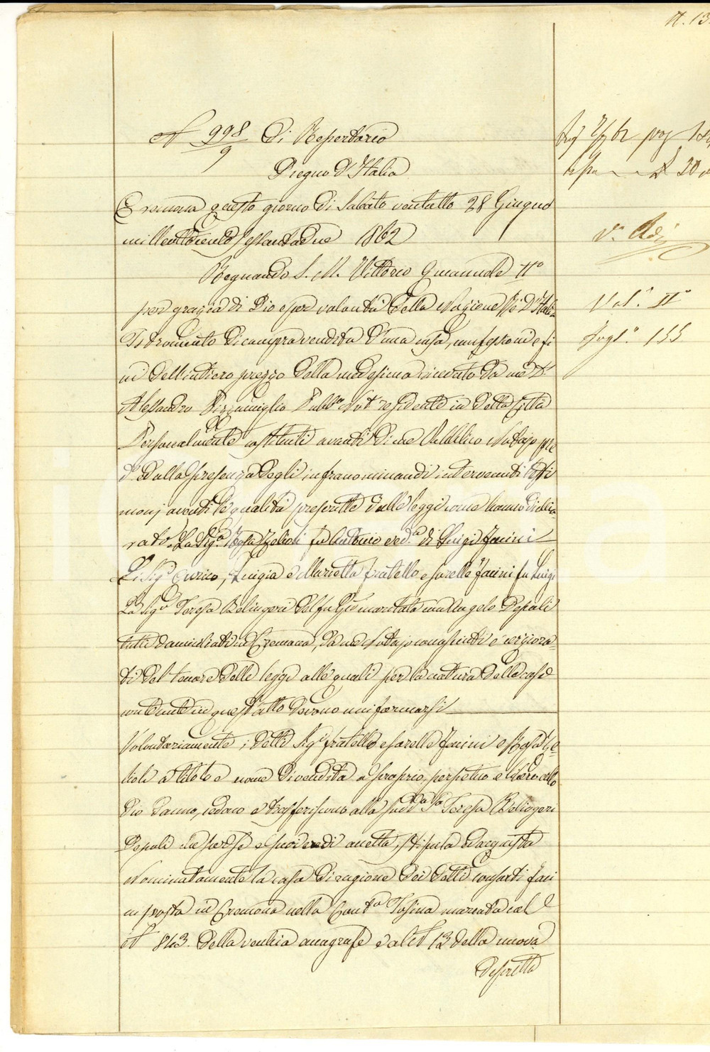Documento originale, autentico 1862 CREMONA Fratelli FACINI vendono casa in contrada TOSINA a Teresa BELINGERI 1