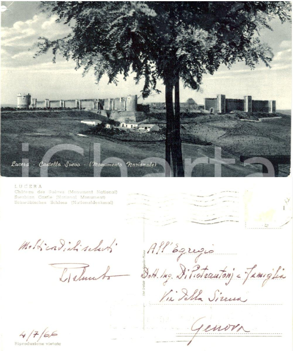 Autografo originale 1966 LUCERA (FG) Castello Svevo *Autografo prof. Lorenzo PALUMBO FG VG 1