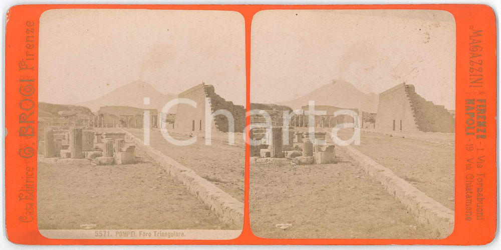 1890 ca ITALIA - POMPEI - Foro TRIANGOLARE - Foto stereoscopica G. BROGI 5571 Fotografia stereoscopica d'epoca, su cartoncino rigido. GOOD/buono  Formato: 18x9 cm originale e autentica 1